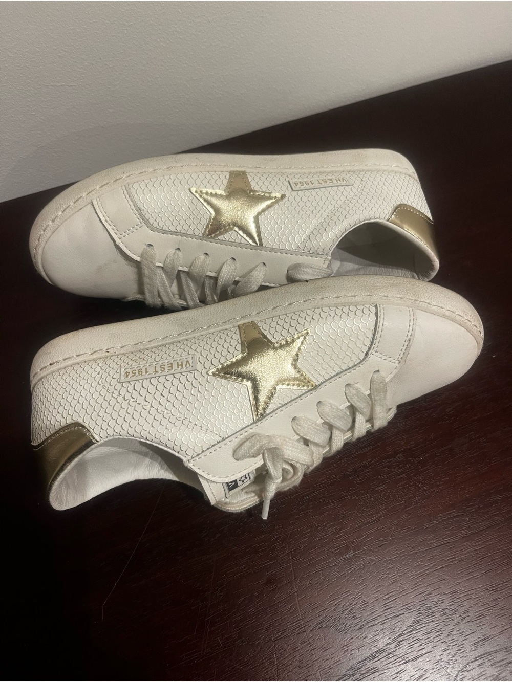White Sneakers with Gold Star Accent